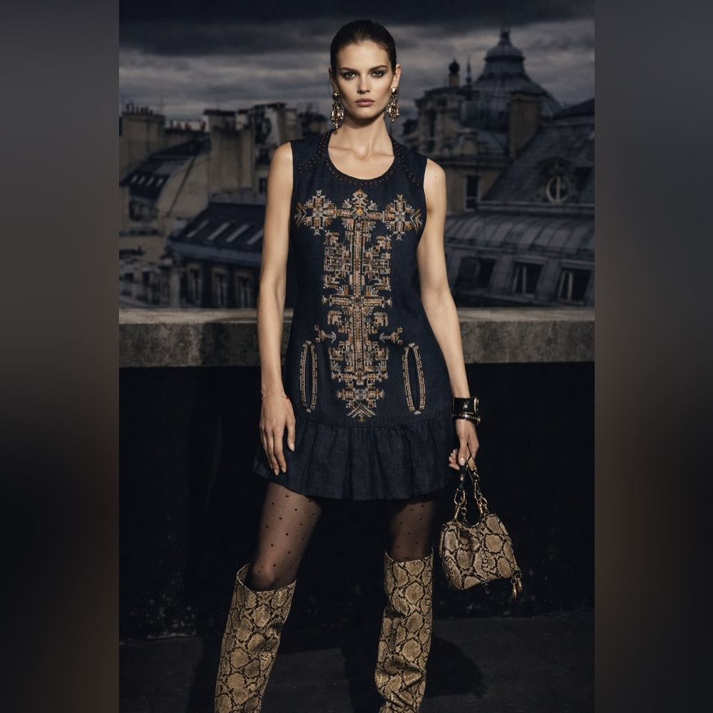 Isabel Marant Navy Embroidered Mini Dress – Size XS